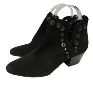Sam Edelman Rubin Studded Womens Ankle Boots‎ Size 6 Black Suede Leather Used